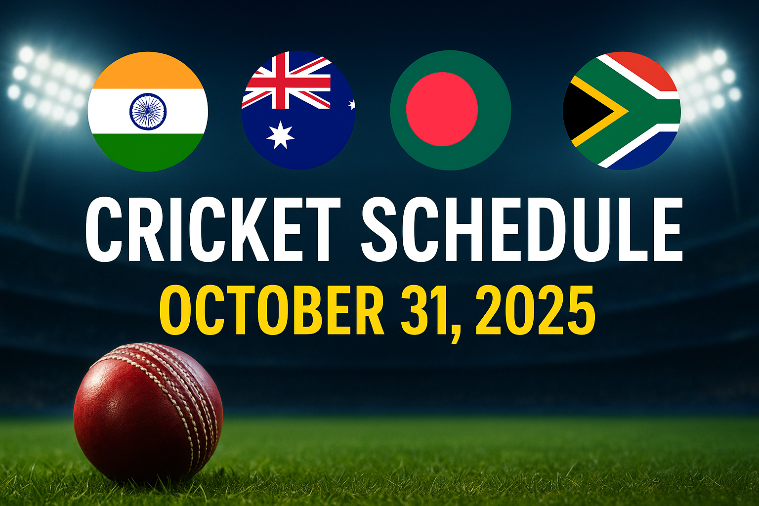 Cricket Schedule – Friday, October 31, 2025 | Live Matches, Fixtures & Timings