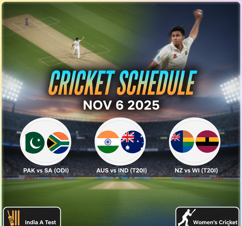 Cricket Match Schedule: Thursday, November 6, 2025