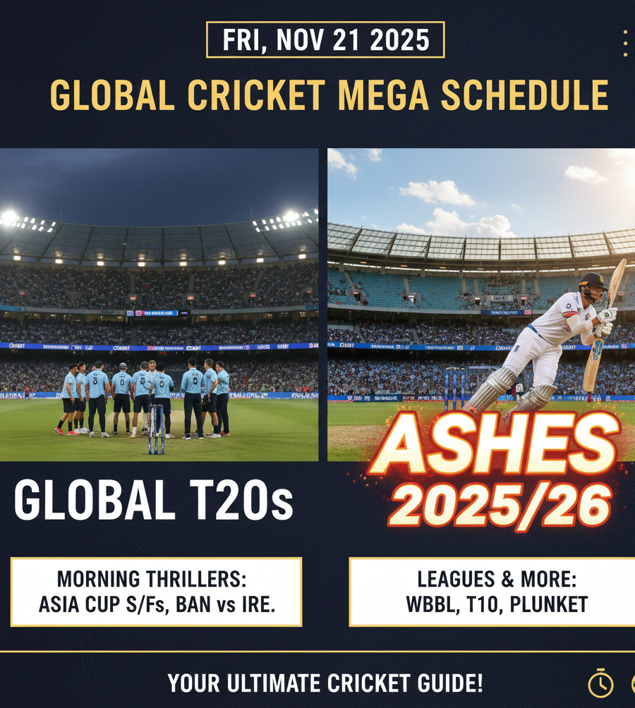Global Cricket Watch: Friday, November 21, 2025