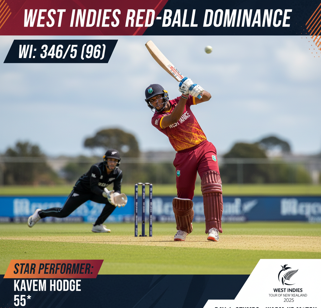 New Zealand XI vs West Indies, 2-day Warm-up Match Day one Highlights