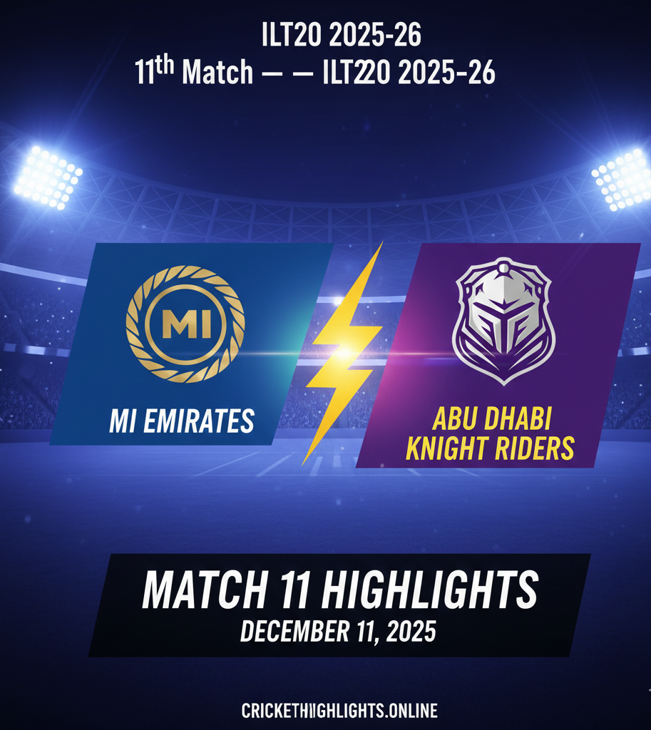 MI Emirates vs Abu Dhabi Knight Riders, 11th Match Complete Highlights